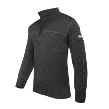 Pull de travail col montant zip noir